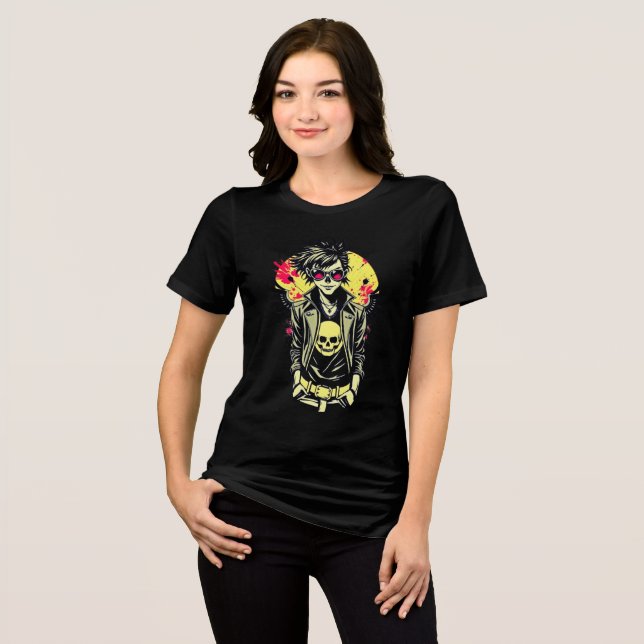 Camiseta Rapariga do Crânio Rebelde - Teto Retro (Frente Completa)