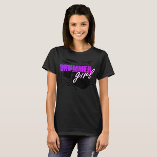 Camiseta Rapariga do Drummer - Texto roxo e branco