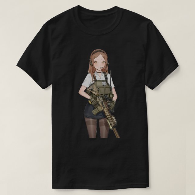 Camiseta Rapariga do Exército com Arma (Frente do Design)