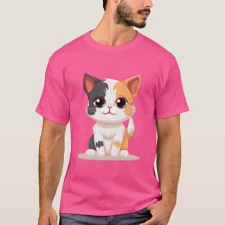 Camiseta Rapariga do gato de três cores