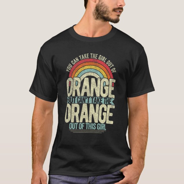 Camiseta Rapariga Do Laranja Da Cidade Natal Da Califórnia (Frente)