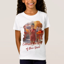 Camiseta Rapariga Exótica Celebrando Ano Novo Chinês