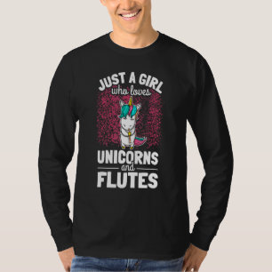 Camiseta Rapariga Flute Player Flutist I Cute Unicorn Jogan