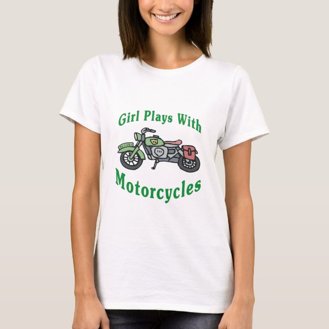 Camiseta Rapariga Joga Com Motociclos (Frente)