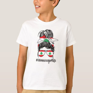 Camiseta Rapariga Libanesa Orgânica Bandeira Raízes Libanes