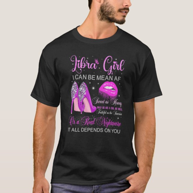 Camiseta Rapariga Libra Aniversário Altos Pingando Lábios (Frente)
