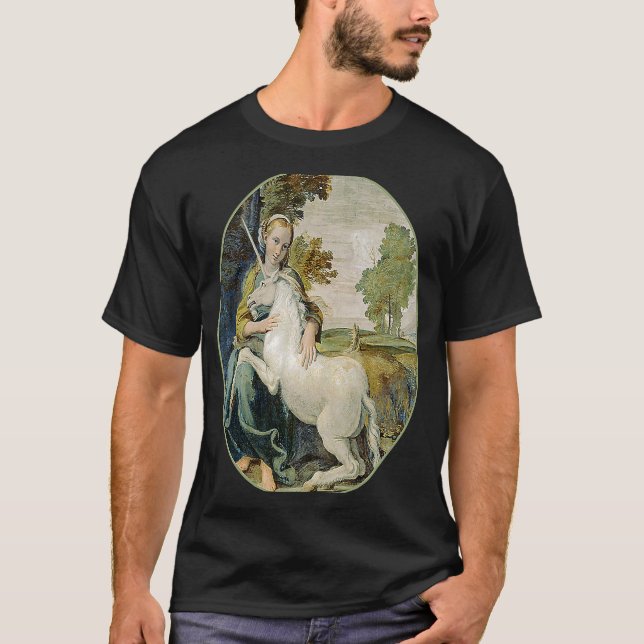 Camiseta Rapariga medieval com Pet Unicorn (Frente)