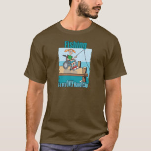 Camiseta Rapariga na pesca de cadeira de rodas