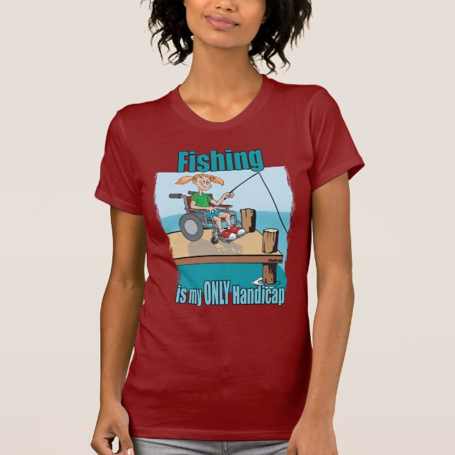 Camiseta Rapariga na pesca de cadeira de rodas (Frente)