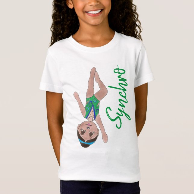 Camiseta Rapariga Nadadora Verde Sincronizada (Frente)