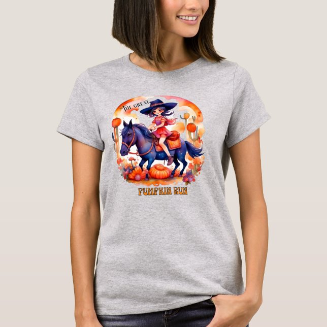 Camiseta Rapariga no Excelente do Cavalo Pumpkin corre no D (Frente)