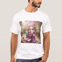 Camiseta Rapariga Original de Anime em Kimono - Verão Japon