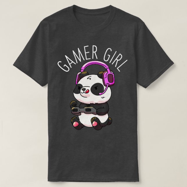 Camiseta Rapariga Panda Jogando Pandas Vídeo Jogo Mulheres  (Frente do Design)
