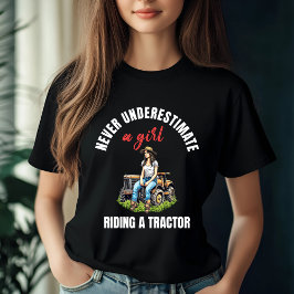 Camiseta Rapariga pilotando um Design de trator