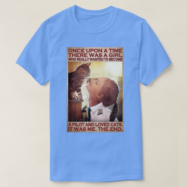 Camiseta Rapariga Piloto Adorava Gato Uma Vez Na Época Havi (Frente do Design)