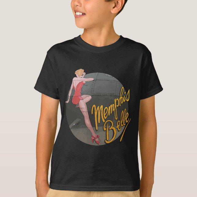 Camiseta Rapariga Pin-up WII B-17 Fortaleza Voadora Memphis (Frente)