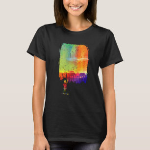 Camiseta Rapariga Pinta uma Foto Safari na Parede com Elefa