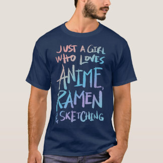 Camiseta Rapariga que ama anime, amém e esboço