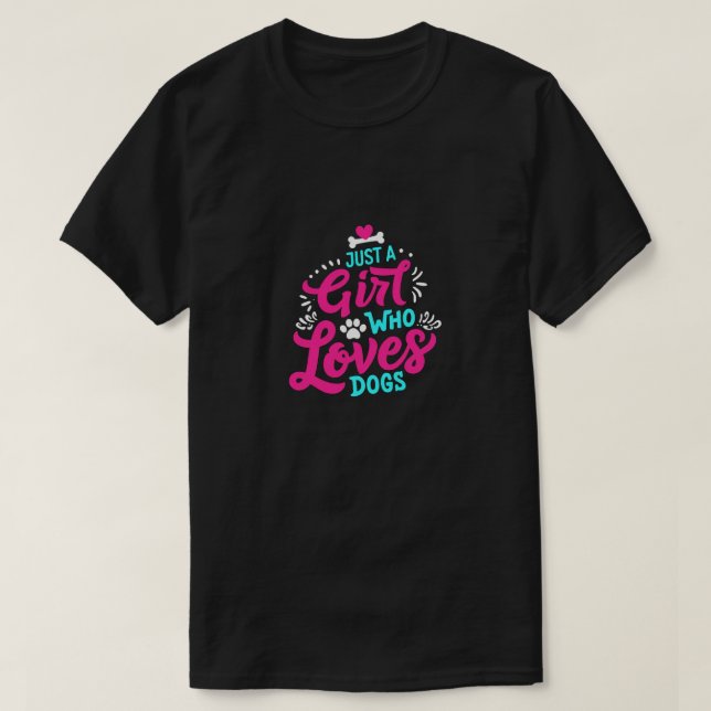 Camiseta Rapariga Que Ama O Gráfico De Cães (Frente do Design)
