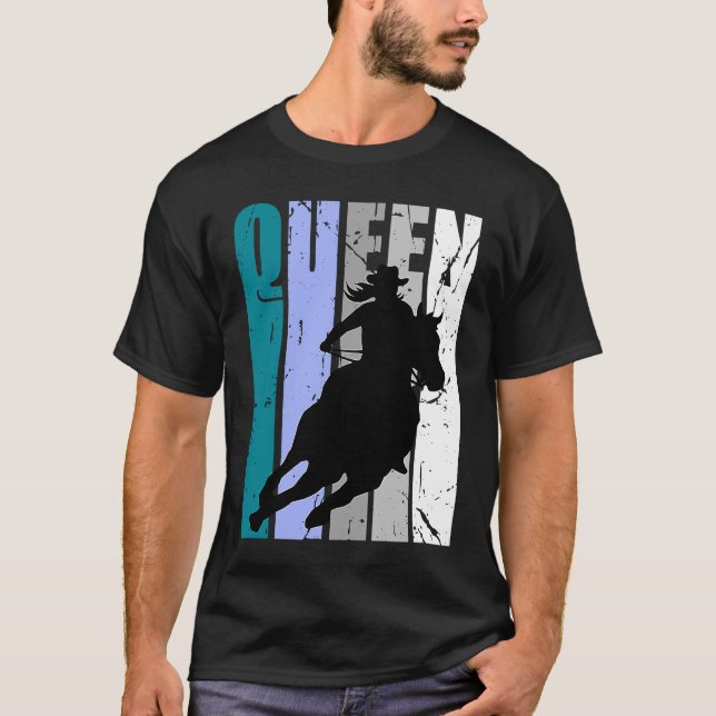 Camiseta Rapariga Rainha Rodeo Mulheres Barrel Racer Aniver (Frente)