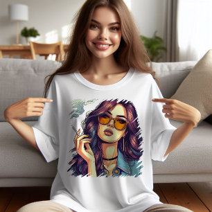 Camiseta Rapariga Retroativa Com Óculos De Sol