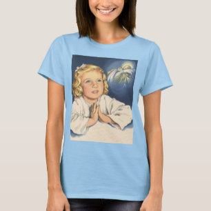 Camiseta Rapariga Rezando para Jesus Cristo, Orações para a