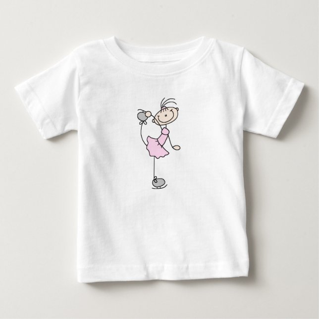 Camiseta Rapariga Rosa Pintada Figura Patinador De Gelo (Frente)