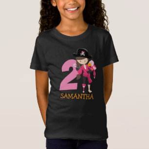 Camiseta Rapariga segundo aniversário pirata da festa de pa