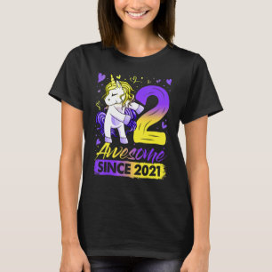 Camiseta Rapariga segundo aniversário Unicórica De 2 Anos D