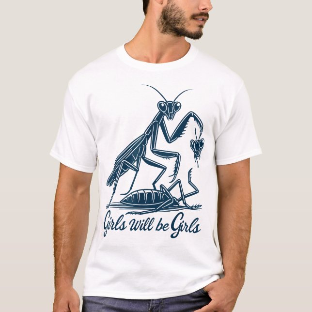 Camiseta Rapariga Será Meninas Rezando Mantis (Frente)