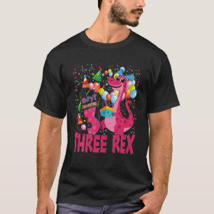 Camiseta Rapariga Três Rex Aniversário De 3 Anos