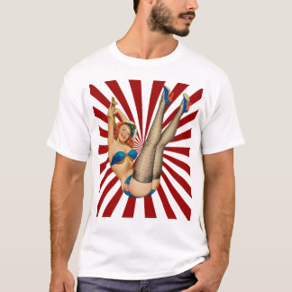 Camiseta Rapariga Vermelha Pin-up Retro Sunset