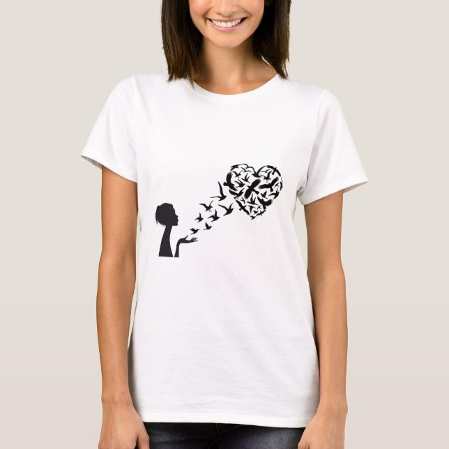 Camiseta Rapariga voando em forma de coração (Frente)