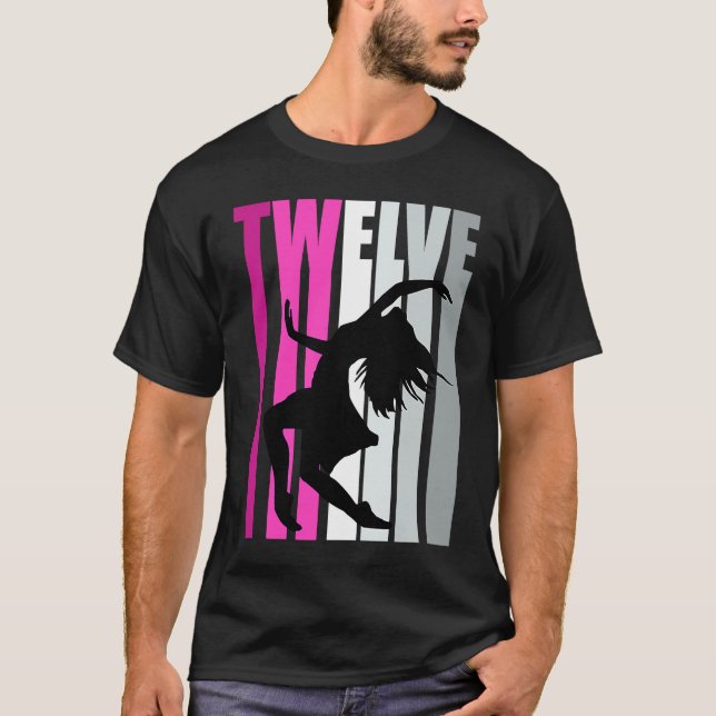 Camiseta Raparigas 12 Dança Aniversário Dançarino Rosa Expr (Frente)