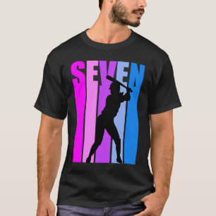 Camiseta Raparigas 7 Baseball Birthday Pink Softball Sports