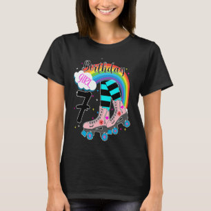 Camiseta Raparigas 7 Birthday Roller Skates Aniversário Fam