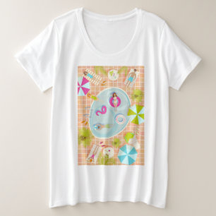 Camiseta Raparigas Bikini e caras jogando piscina de nataçã