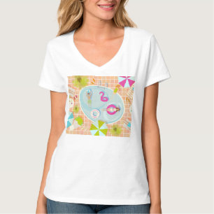 Camiseta Raparigas Bikini e caras jogando piscina de nataçã