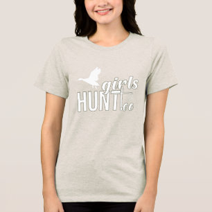 Camiseta Raparigas Caçam Também - Camisa-T Caçadora de Mulh