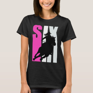 Camiseta Raparigas Cowgirl Aniversário 6 Rodeo Horse Queen
