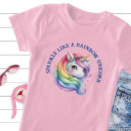 Camiseta Raparigas Cute Rainbow Unicorn Slogan Personalizad