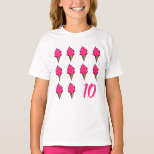 Camiseta Raparigas de 10 anos de idade Sorvetes rosa-de-bic