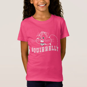 Camiseta Raparigas de Arte de Linha Branca de Um Bit Squirr