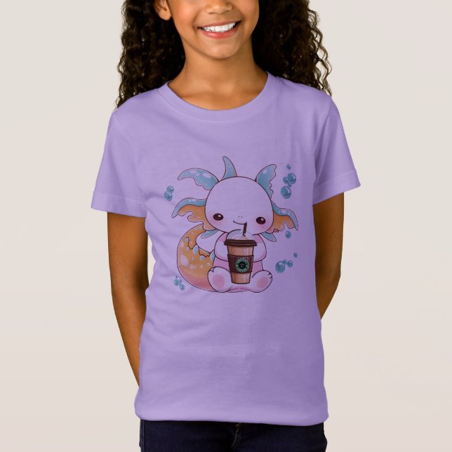 Camiseta Raparigas de Bebendo Axolotl (Frente)