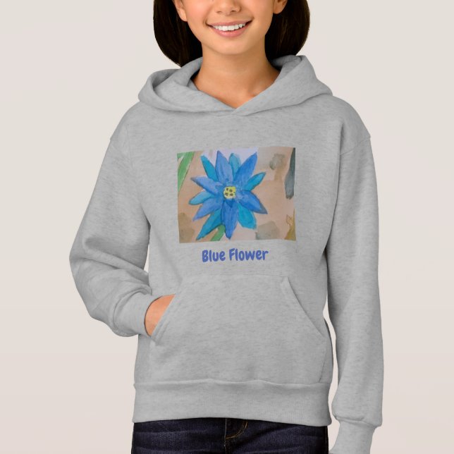 Camiseta Raparigas Flores Azuis Hoodie (Frente)