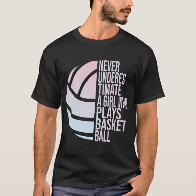 Camiseta Raparigas Hoops Nunca Subestimam Uma Rapariga Que  (Frente)