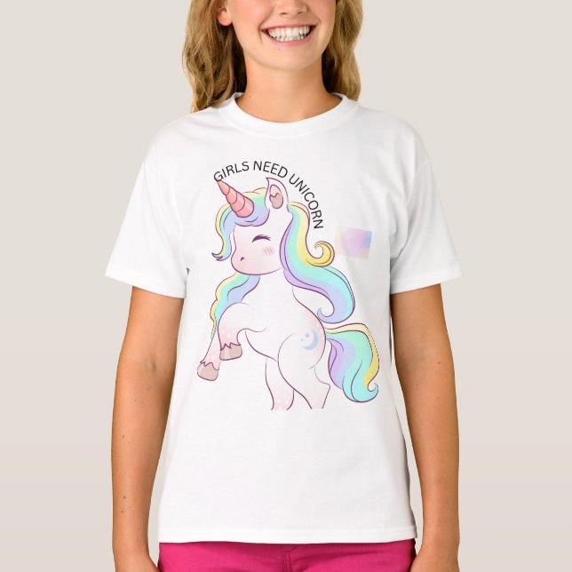 Camiseta Raparigas precisam de Unicórnios (Frente)