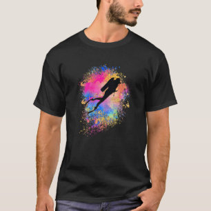 Camiseta Raparigas Rainbow Scuba Diver Deep Sea Diving Silh