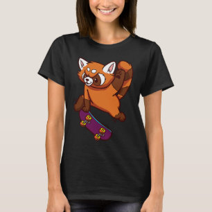 Camiseta Raparigas Red Little Panda Skateboard