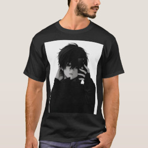 Camiseta Rapaz Anime Midnight-Emo - Roupas de Rua Estética 